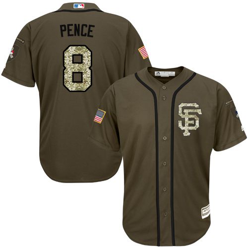 Giants #8 Hunter Pence Green Salute to Service Stitched Youth MLB Jersey